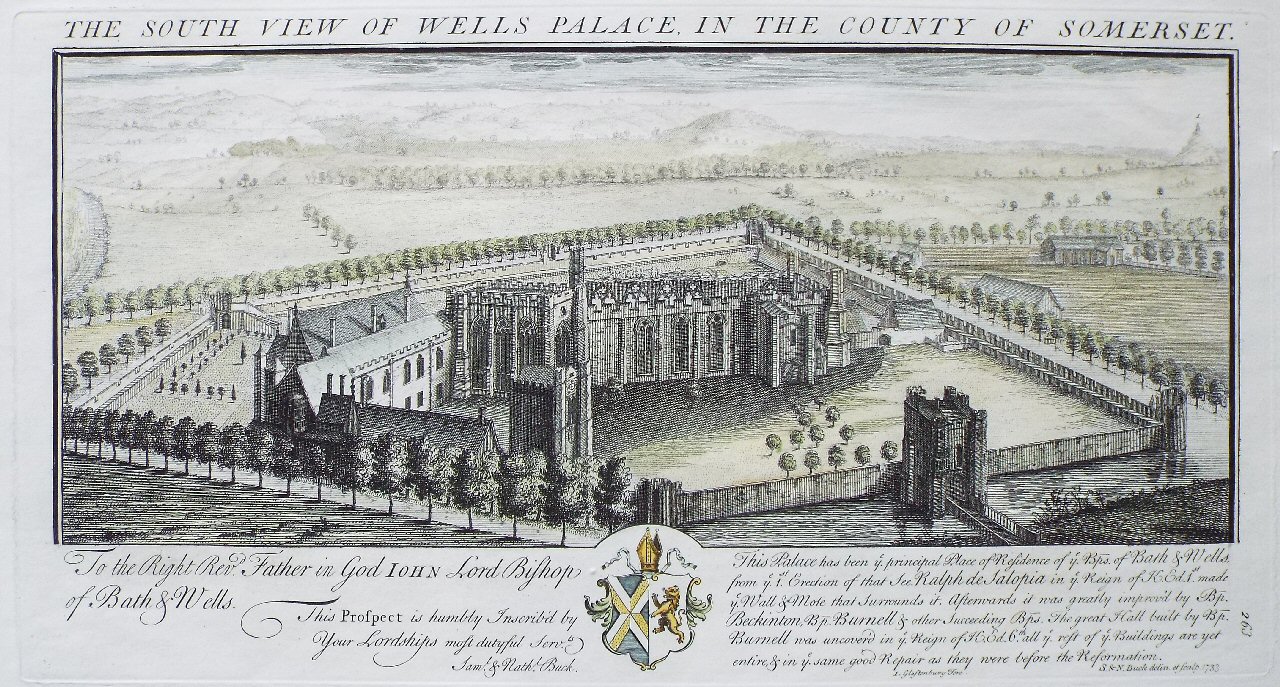 Print - The South West View of Wells Palace, in the County of Somerset. - Buck